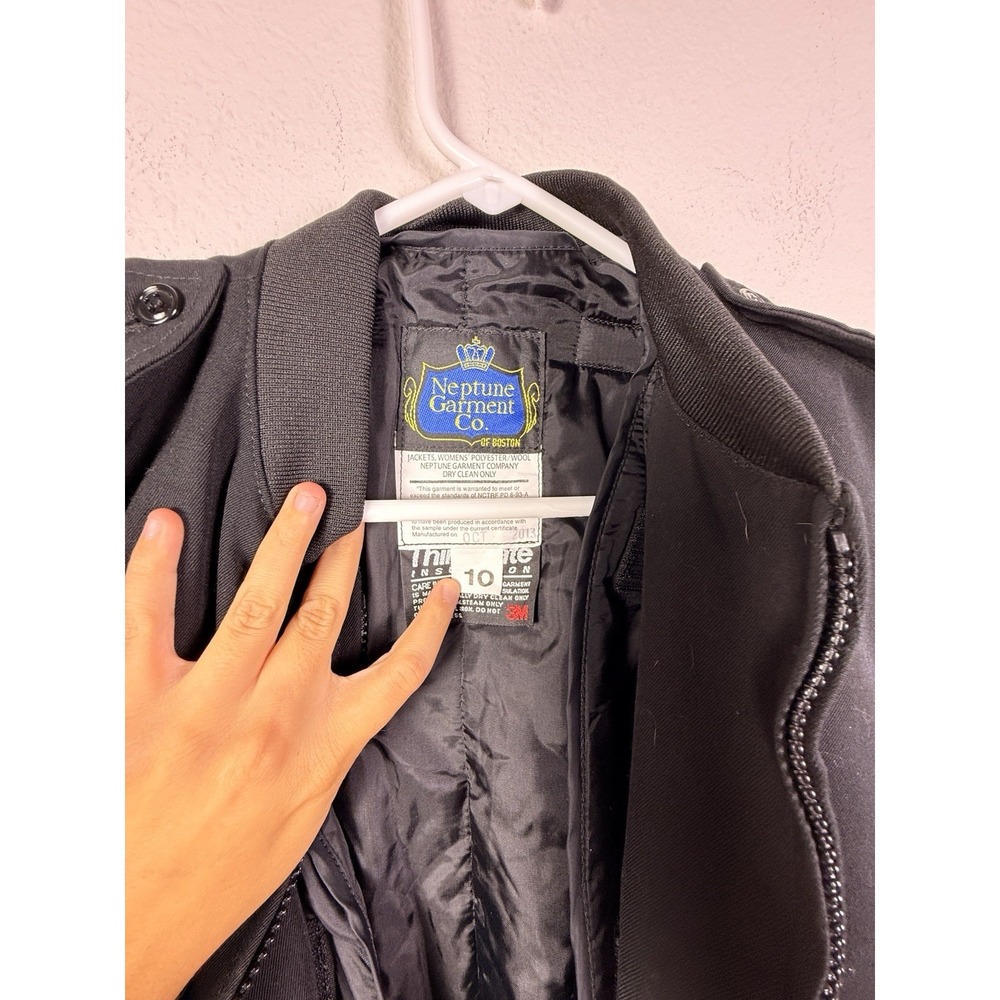 Neptune Garment Co Womens Black Wool Blend Thinsulate Bomber Jacket Size 10 Reg - Picture 3 of 7